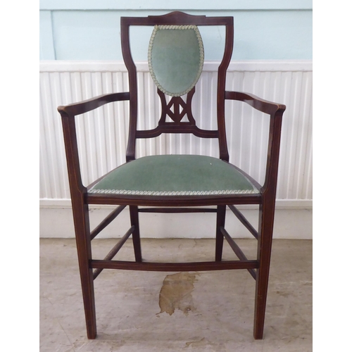 109 - Small furniture: to include an Edwardian marquetry inlaid mahogany framed bedroom chair with a splat... 