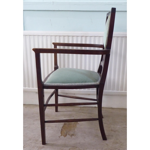 109 - Small furniture: to include an Edwardian marquetry inlaid mahogany framed bedroom chair with a splat... 