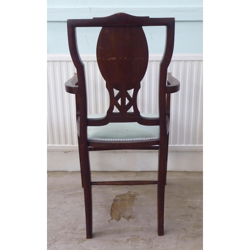 109 - Small furniture: to include an Edwardian marquetry inlaid mahogany framed bedroom chair with a splat... 