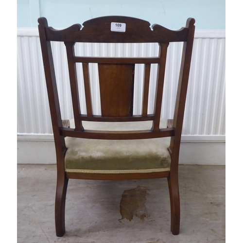 109 - Small furniture: to include an Edwardian marquetry inlaid mahogany framed bedroom chair with a splat... 