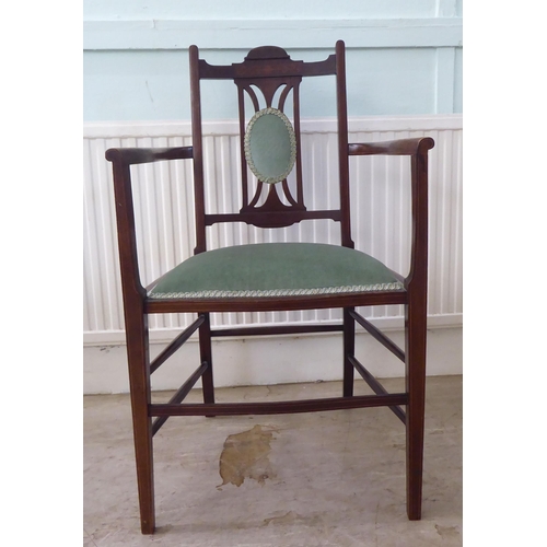 109 - Small furniture: to include an Edwardian marquetry inlaid mahogany framed bedroom chair with a splat... 