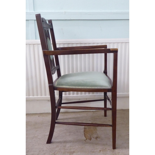 109 - Small furniture: to include an Edwardian marquetry inlaid mahogany framed bedroom chair with a splat... 