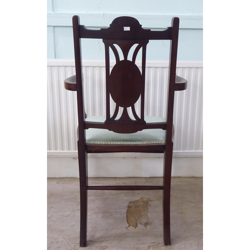 109 - Small furniture: to include an Edwardian marquetry inlaid mahogany framed bedroom chair with a splat... 