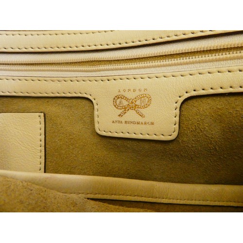 117 - An Anya Hindmarch cream coloured leather tote bag with a dust cover