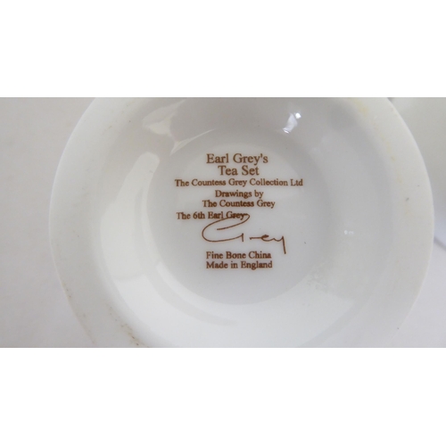 127 - Bone china Earl Grey pattern teaware
