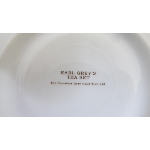 127 - Bone china Earl Grey pattern teaware