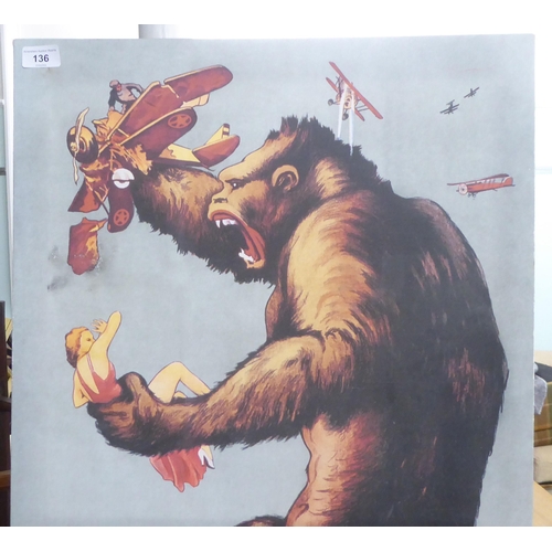 136 - A replica film poster 'King Kong' 1933&nbsp; print on canvas&nbsp; 39