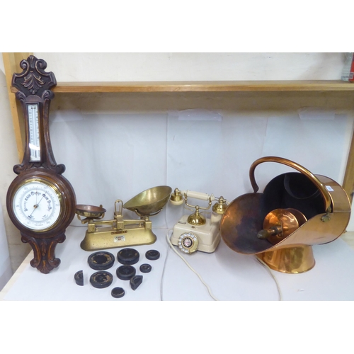 138 - A mixed lot: to include a copper coal scuttle  13.5