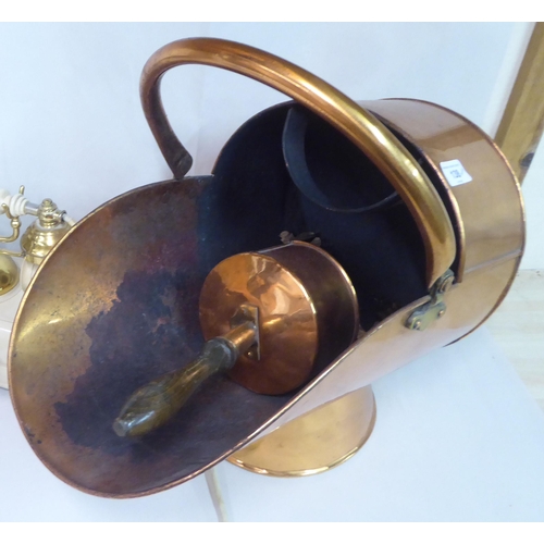 138 - A mixed lot: to include a copper coal scuttle  13.5
