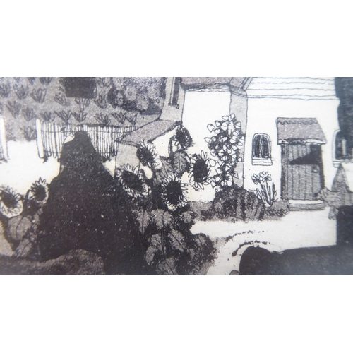 155 - After Graham Clarke - 'Sunflowers'&nbsp; Limited Edition 80/100 monochrome print&nbsp; bears a penci... 