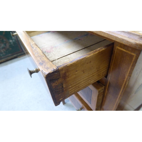 177 - Small furniture: to include a modern fruitwood and marquetry occasional table, raised on square, tap... 