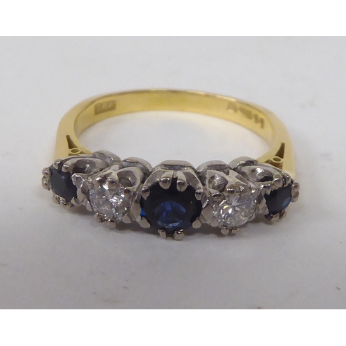 179 - An 18ct bi-coloured gold ring, set with alternating diamonds and sapphires&nbsp;