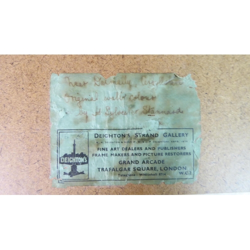 43 - Sylvester Stannard - a hillside with cottages beyond  watercolour  bears a signature  10