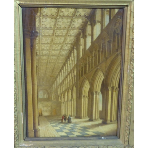 55 - Late 19thC European School - a cathedral interior&nbsp; oil on board&nbsp; 9