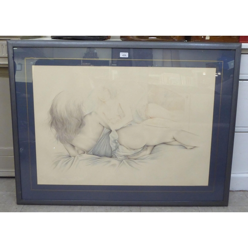 435 - A study of a semi-clad woman laying in front of a mirror  Limited Edition 6/80 print  bears an indis... 