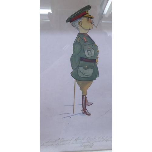 103 - Assorted framed pictures: to include a First War Regimental cartoon  13