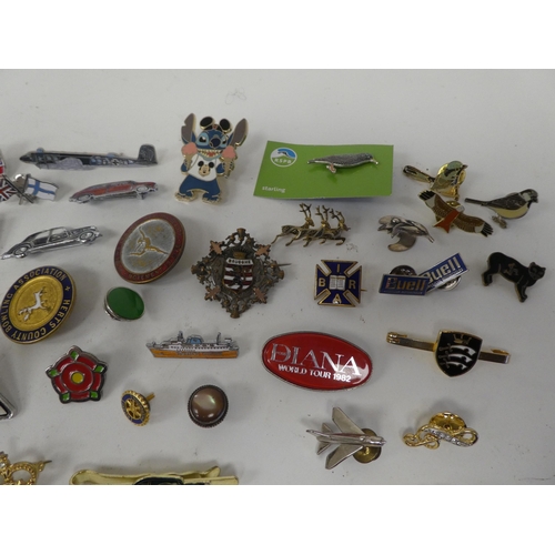 111 - Various pin badges: to include VJ Day, Glacier National Park and Diana Ross World Tour 1982