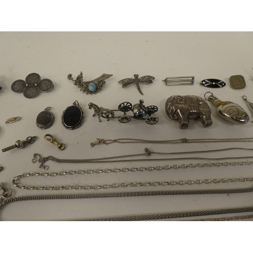 126 - Silver, silver coloured metal and white metal items of personal ornament: to include pendants; chain... 