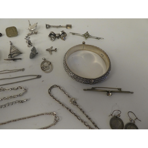 126 - Silver, silver coloured metal and white metal items of personal ornament: to include pendants; chain... 