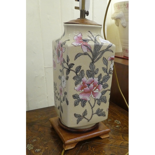 150 - A modern Chinese porcelain table lamp, decorated with flora  30