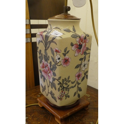 150 - A modern Chinese porcelain table lamp, decorated with flora  30