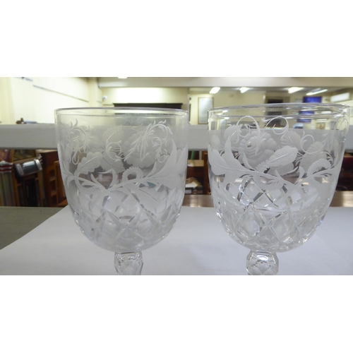 152 - Drinking glasses: to include a rummer, engraved with a hunting scene  7