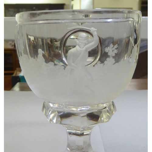 152 - Drinking glasses: to include a rummer, engraved with a hunting scene  7