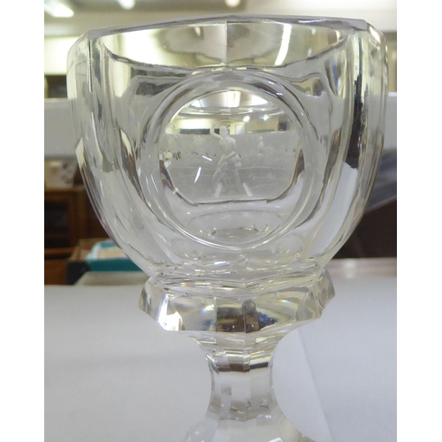 152 - Drinking glasses: to include a rummer, engraved with a hunting scene  7