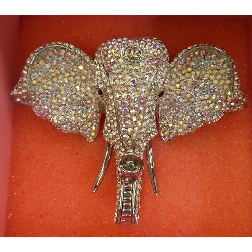 156 - Paste jewellery: to include a Butler & Wilson oversize elephant head brooch; a similar bee; and ... 