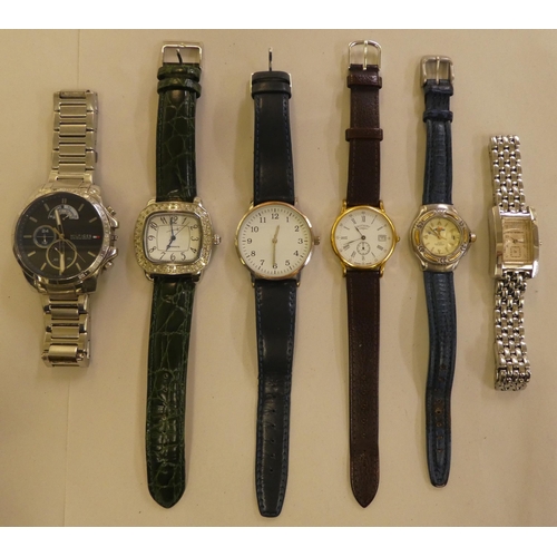 161 - Six modern wristwatches: to include a Tommy Hilfiger stainless steel cased bracelet watch, faced by ... 