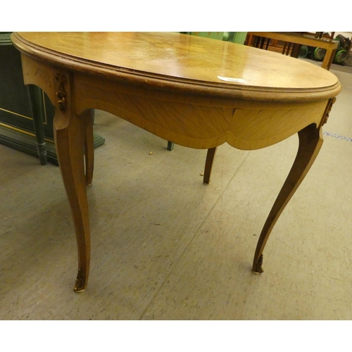 165 - A modern Louis XV design marquetry inlaid kingwood occasional table, raised on cabriole legs  1... 