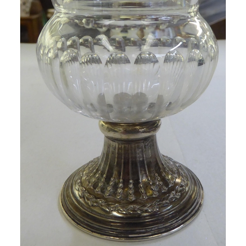 172 - Glassware: to include a French vase with engraved floral decoration and silver mounts  7.5