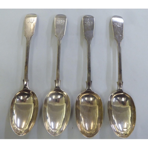 178 - A set of four silver fiddle pattern tablespoons  London 1901