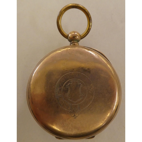 181 - A late Victorian pocket watch with a 9ct gold outer case, faced by an enamelled Roman dial 