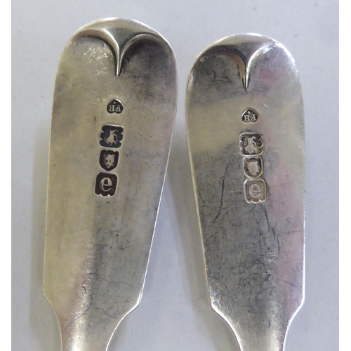 182 - A set of six silver fiddle pattern dessert spoons  London 1900 