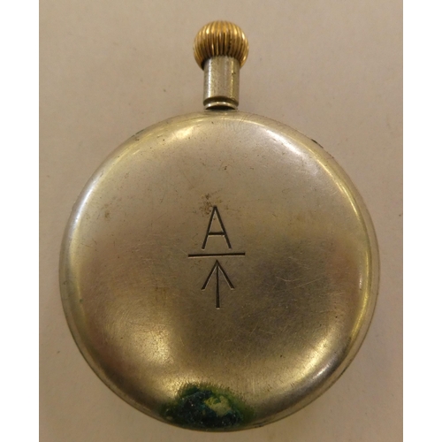 186 - A World War II Royal Flying Corps MKV aircraft cockpit watch, faced by a enamelled black Arabic dial