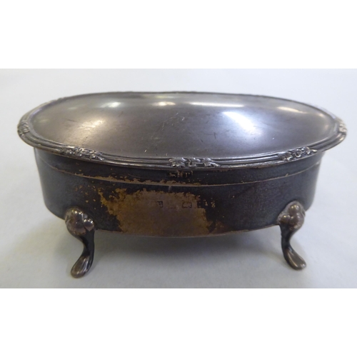 189 - Silver collectables: to include a ring box with a hinged lid&nbsp; indistinct marks&nbsp;&nbsp;