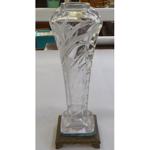 199 - An Art Nouveau Edmond Enot glass and bronze vase, decorated with flowers&nbsp; 11.5