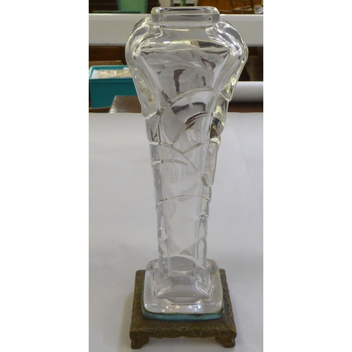 199 - An Art Nouveau Edmond Enot glass and bronze vase, decorated with flowers&nbsp; 11.5