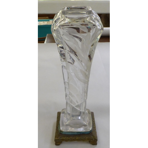 199 - An Art Nouveau Edmond Enot glass and bronze vase, decorated with flowers&nbsp; 11.5