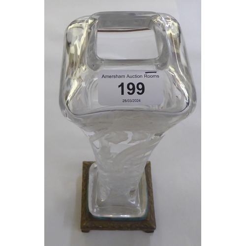 199 - An Art Nouveau Edmond Enot glass and bronze vase, decorated with flowers&nbsp; 11.5