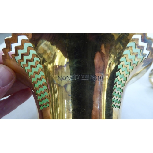 221 - A Mappin & Webb silver sugar basket with a green glass liner and matching spoon&nbsp; Sheffield ... 