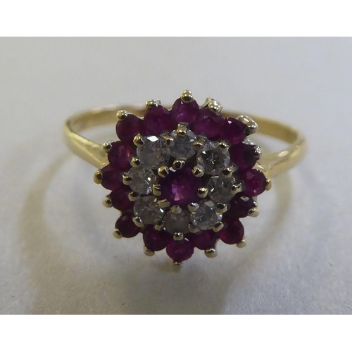 225 - A 9ct gold ruby and diamond cluster ring&nbsp;