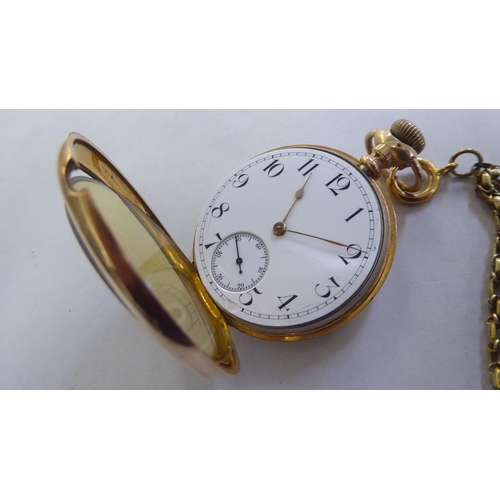 245 - A 1920s/1930s gold plated pocket watch, the movement faced by an Arabic dial; and a gold plated watc... 