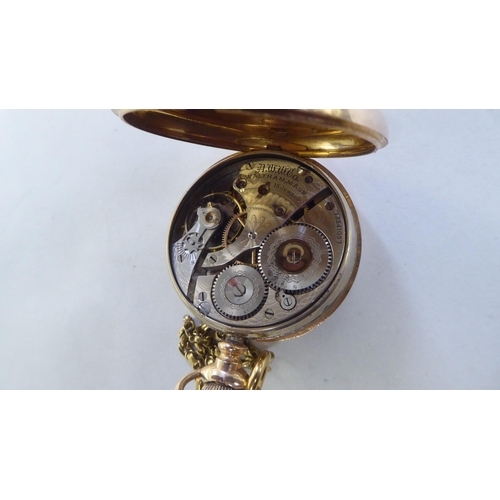 245 - A 1920s/1930s gold plated pocket watch, the movement faced by an Arabic dial; and a gold plated watc... 