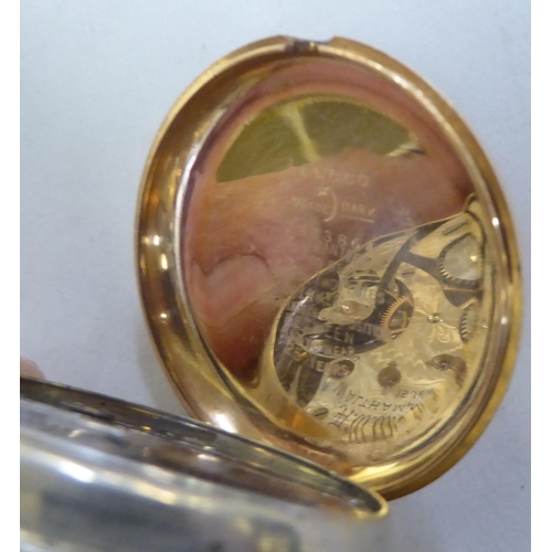 245 - A 1920s/1930s gold plated pocket watch, the movement faced by an Arabic dial; and a gold plated watc... 