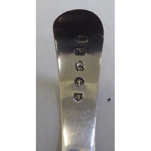 259 - Silver spoons: to include a Georgian caddy spoon  indistinct marks 