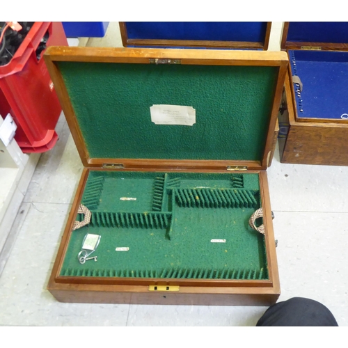 276 - Four similar early 20thC oak and other (empty) canteen chests  largest 8