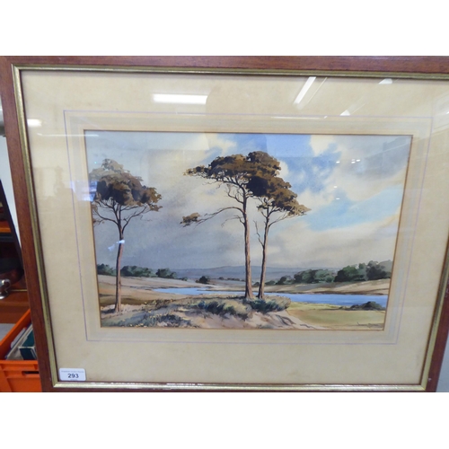 293 - Winston Megoran - an open landscape  watercolour  bears a signature  11