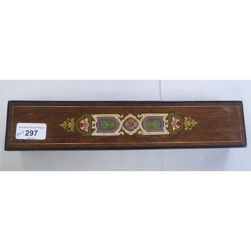 297 - A mixed lot: to include a brass inlaid rosewood, fabric lined box  13